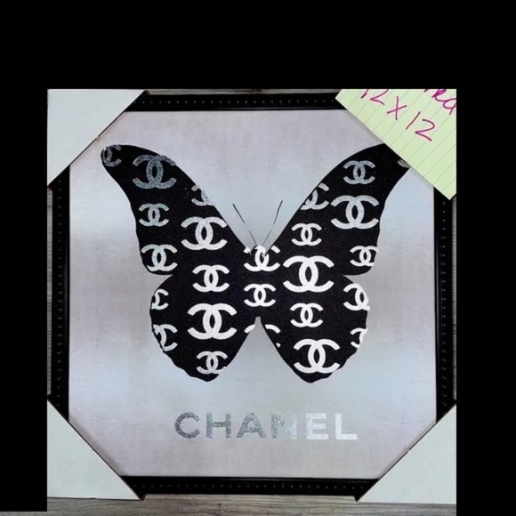 Chanel Black & Gold Butterfly Framed Art 12 x 12 TAX DEDUCTIBLE